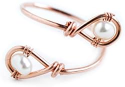 Rain Double Ring - Adjustable Rose Gold Teardrop Ring with Freshwater Pearl