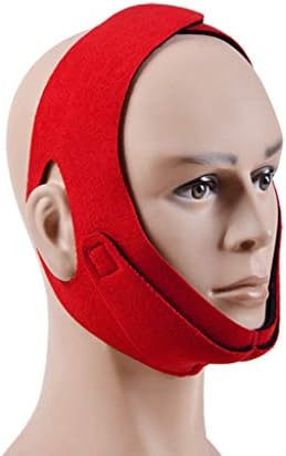 Xbswan Chin Strap, No Brain Pad Design, Open Ears, Face-Lifting,Average Code, Stop Device, Suitable for Men, Women to Breathe, Snoring,Red,Averagesize