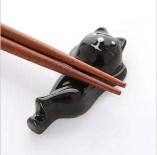 Humorous and cute porcelain Nesoberi black cat chopstick rest five set