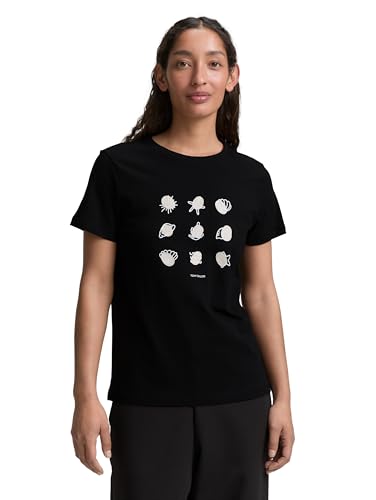 TOM TAILOR 1046437 T-Shirt, 14482-Deep Black, M Donna