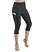 ODODOS Women's High Waisted Yoga Capris with Pockets,Tummy Control Non See Through Workout Sports Running Capri Leggings, Charcoal,Large