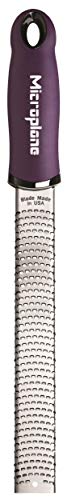 Microplane Premium Zester Grater - made in USA stainless steel blade - for zesting citrus and grating cheese - soft touch handle - Eggplant