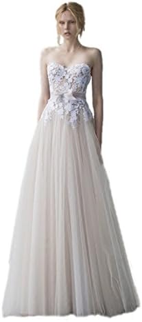 nymph Women's Strapless Lace Top Tulle Corset Back Boho Wedding Dress White 12
