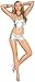 Sexy Women's Lam Ruched Back Booty Shorts Rave Boyshort Clubwear (S, Silver)