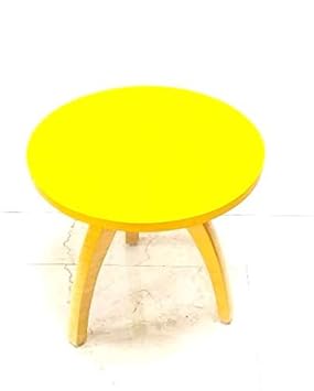 Detec Homze Wooden Round Shape End Table/Side Table/Coffee Table/Corner Table - Yellow Color-46 X 46 X 46 cms