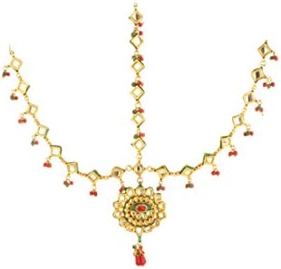 Dilan Jewels PURE Collection Gold Plated Kundan Multicolour Matha Patti Headgear For Women
