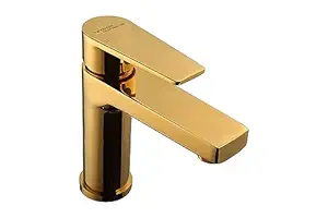 Hindware Italian Collection F360011PGD Element Single Lever Basin Mixer Without Popup Waste,Brass with Gold PVD Finish