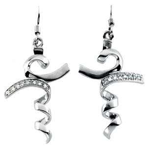 'I Stand in Awe' Rhodium Plate Sterling Silver Dangle Earrings.