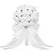 TRUE LOVE GIFT Wedding Bride Bouquet, Handmade Crystal Satin Rose Bridal Bridesmaid Toss Bouquet Artificial Wedding Flower Rhinestones Wedding, Engagement Decor (Large White)