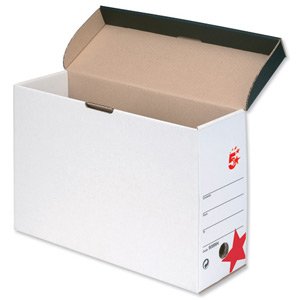 5 Star 908994 Office Transfer Case Hinged Lid Foolscap Red and White [Pack 20]