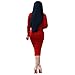 Dreamparis Womens Business Dress One Piece Suit Long Sleeve Tie Neck Peplum Top Bodycon Skirt Office Ladies Red XL