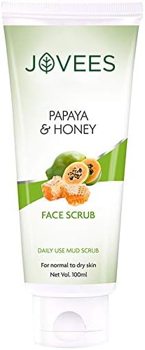 Jovees Herbal Papaya & Honey Face Scrub For Women/Men, Multicolour, 100 ml (Pack of 1)