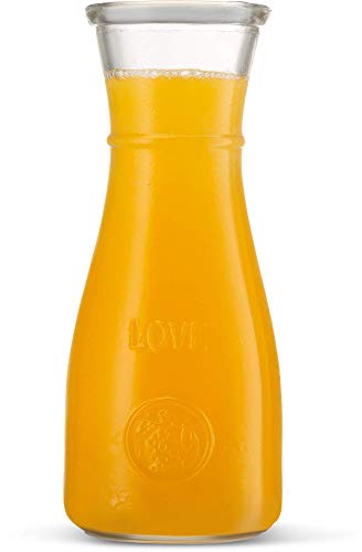 Glass Carafe LOVE Drink Pitcher - 4 Pack - Elegant Wine Decanter, Narrow Neck For Easy Grip, Wide Mouth for Classic Pouring - Great for Parties and Events, 500 ml, by Kitchen Lux