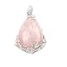 3 PCS Rose Quartz Crystal Pendant Natural Teardrop Gem Charm Bulk for Jewelry Making