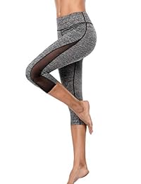 Sociala Womens Capri Yoga Pants Leggings de entrenamiento de gran altura Stretch Sports Tights
