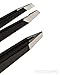 TweezerPro Professional Grade Stainless Steel Slant Tip Tweezers, 2 Pack, Matte Black