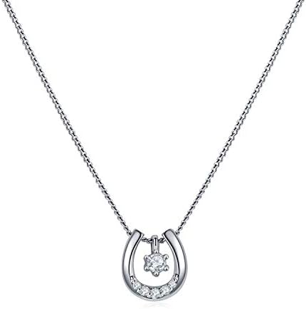 Necklace for Women 14K Gold Plated, Tiny 14K White Gold Cubic Zirconia Pendant Necklace Dainty Personalized Jewelry for Girls Gift