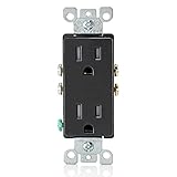 Leviton T5325-E 15 Amp 125 Volt, Tamper Resistant, Decora Duplex Receptacle, Straight Blade, Grounding, Black