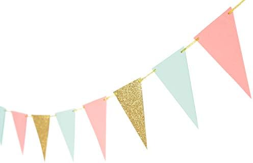 10 Feet Paper Banner Garland Glitter Pennant Banner Flags For