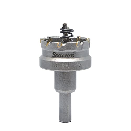 Starrett Tungsten Carbide Tipped Hole Saw - SM40 Sheet Metal Cutter With Arbor & Pilot Drill Bit - For Drilling Stainless Steel Aluminum Alloy - 40 mm