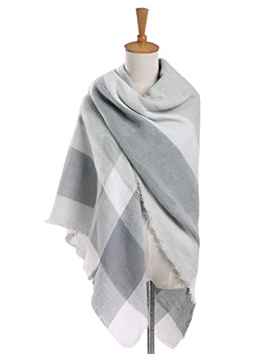 Bess Bridal Women's Plaid Blanket Winter Scarf Warm Cozy Tartan Wrap Oversized Shawl Cape