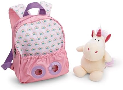 62691 - Mochila con Peluche, 21 x 26 cm, Unicornio de 25 cm, Rosa, Peluche Desmontable, Suave y Esponjoso,Mochila Infantil para guardería para niños y niñas de 2 a 5 años