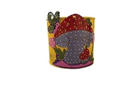 RVs Garden Single Pot Railing Planter, Mushroom Railing Planter, Planter Stands for Balcony (Yellow)