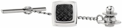 STEL Stainless Steel Black Textured Enamel Inlay Tie Tac