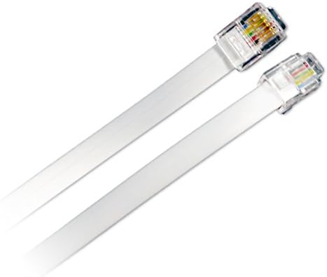 (2 Pack) 3 Feet RJ12 6P6C Premium Data Cable, Male to Male 36" Modular Data Cord (White - Straight Wiring)