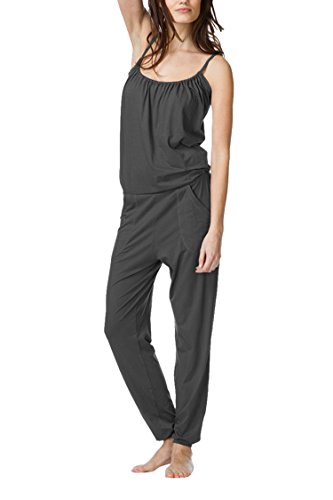Linsery Women's Summer Spaghetti Strap Cami Top Harem Pants Grey Overalls