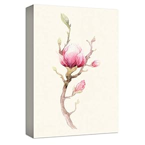 Canvas Wall Art Pink Flower Blooming Painting Artwork for Home Prints Framed - 12x18 inches