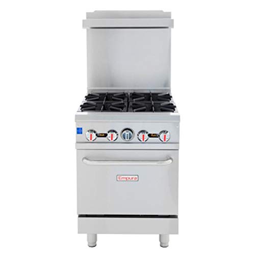 Empura 24" Heavy Duty Stainless Steel Commercial Gas Range With Oven, 4 Burners, 174,000 BTU