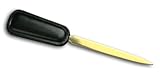 Dacasso Black Leather Gold Blade Letter Opener