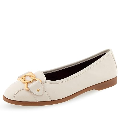 Aerosoles Women’s BIA Ballet Flat, Eggnog Leather, 5