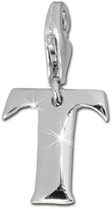 SilberDream Charm letter T 925 Sterling Silver Pendant Lobster Clasp FC70T