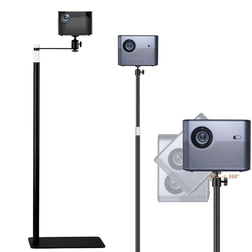 Hcosmy Universal Projector Floor Stand, Black Iron, 160cm Height, 360° Rotatable, Compatible with Most Mini Video Projectors for Home Office