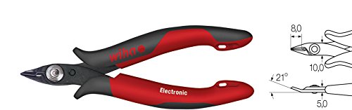 Wiha Präzisions Seitenschneider Elektronik klein (26813) breiter, spitzer Kopf ohne Wate 130mm I Mini Drahtschneider für…