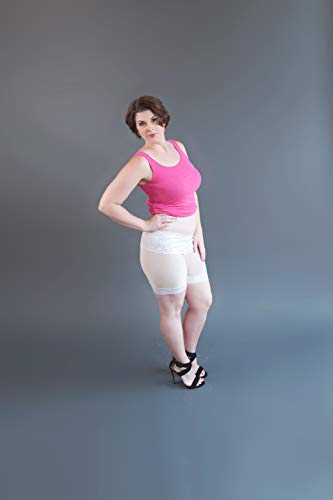 Undersummers Lace Shortlette: Rash Guard Slip Shorts (Small, Ecru)