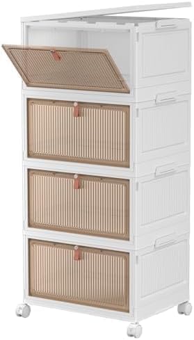 CTSNSLH 4 Tier Plastic Storage Bins with Lid - 27.5Qt Stackable with Lids for Bedroom, Living Room, Office - Foldable Containers, Household Organization Image