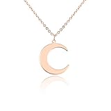 Lucky Lady Collections Moon Necklace | Rose Gold Necklace with Crescent Moon Pendant | Delicate Chain Dainty Necklace for Women and Girls