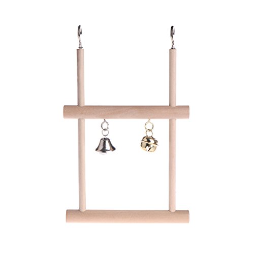 Parrot toys ,NNDA CO 1 Pc Pet Bird Perch Stand Holder Natural Wood Swing Bell Cage Hanging Ladder