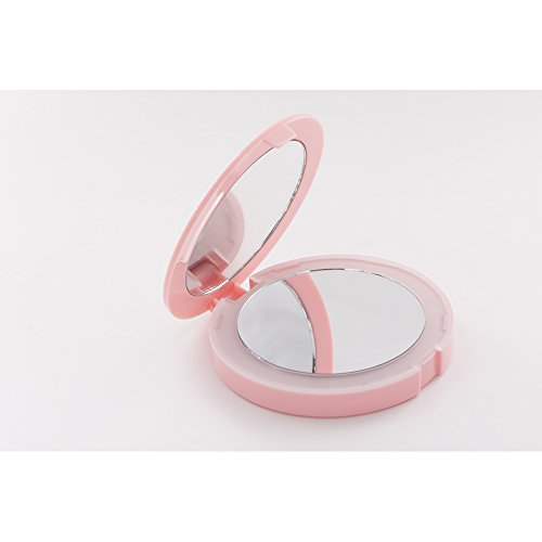 Round shape 5x led lighted compact mirror , folding tra…