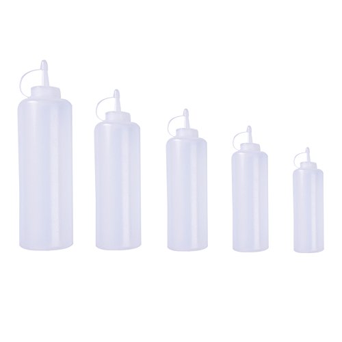 Neaer 2 Pcs Plastic Squeeze Bottle Condiment Dispenser Sauce Vinegar Oil Ketchup Cruet White Capacity Kitchen Essential Tool