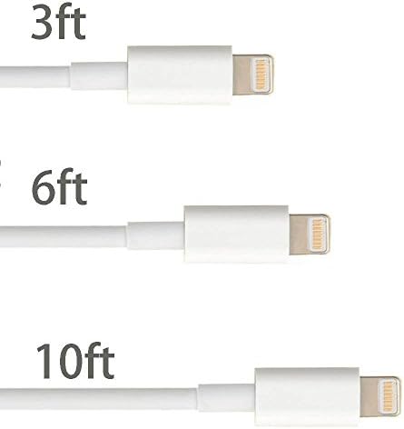 Firefox cable 3PCS 3IN1 3FT 6FT 10FT 8pin to USB Popular Length Extra Long Sync Data and Charging Cable Cord Wire Suitable for iPhone 6 iPhone 6 Plus iPhone 5 5c 5s iPad 4 Mini Air iPod Nano 7 iPod Touch 5 (White)