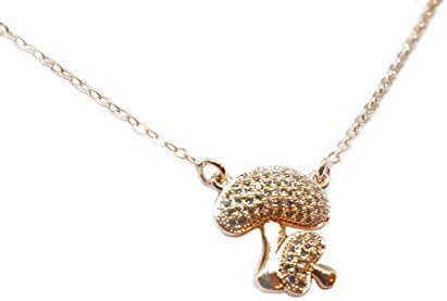 18K Gold Filled Women Necklace Mushrooms Cubic Zirconia ZC