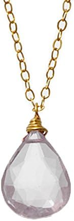 NY6design Healing Gemstone Purple Amethyst Drop Pendant & 14k Gold Filled Chain Necklace 17" N16072016a