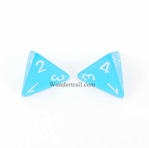WCXPF0416E2 Caribbean Blue Frosted D4 Dice 2pc White Numbers Aprox 16mm