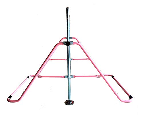 Kids Jungle Children Monkey Bar Gymnastics Athletic Expandable Kip Balance Bars Junior Training Play Gym Pink with 2Ft x 6Ft Gymnastic Mat
