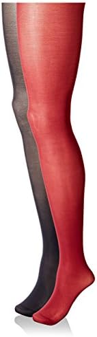 Emilio Cavallini Women's Tights-2 Pack 3 Dim Barely Opaque, Wine/Black, L/XL