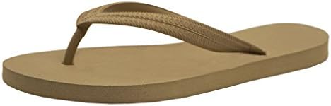 Feisco Women's Top Quality Rubber Flip Flops Thong Sandal Beach Slipper (9 B(M) US, khaki)